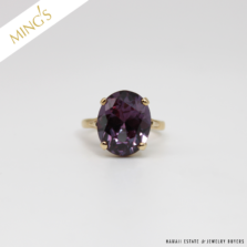 MING'S 4.9g 14KYG OVAL FACETED SYNTHETIC COLOR CHANGE SAPPHIRE RING SIZE 6
