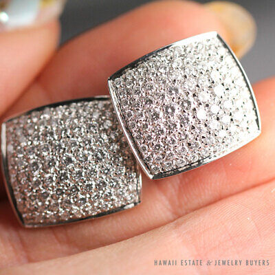 Damiani Diamond Pave Cluster 18K White Gold Earrings with Box & Papers - Image 8