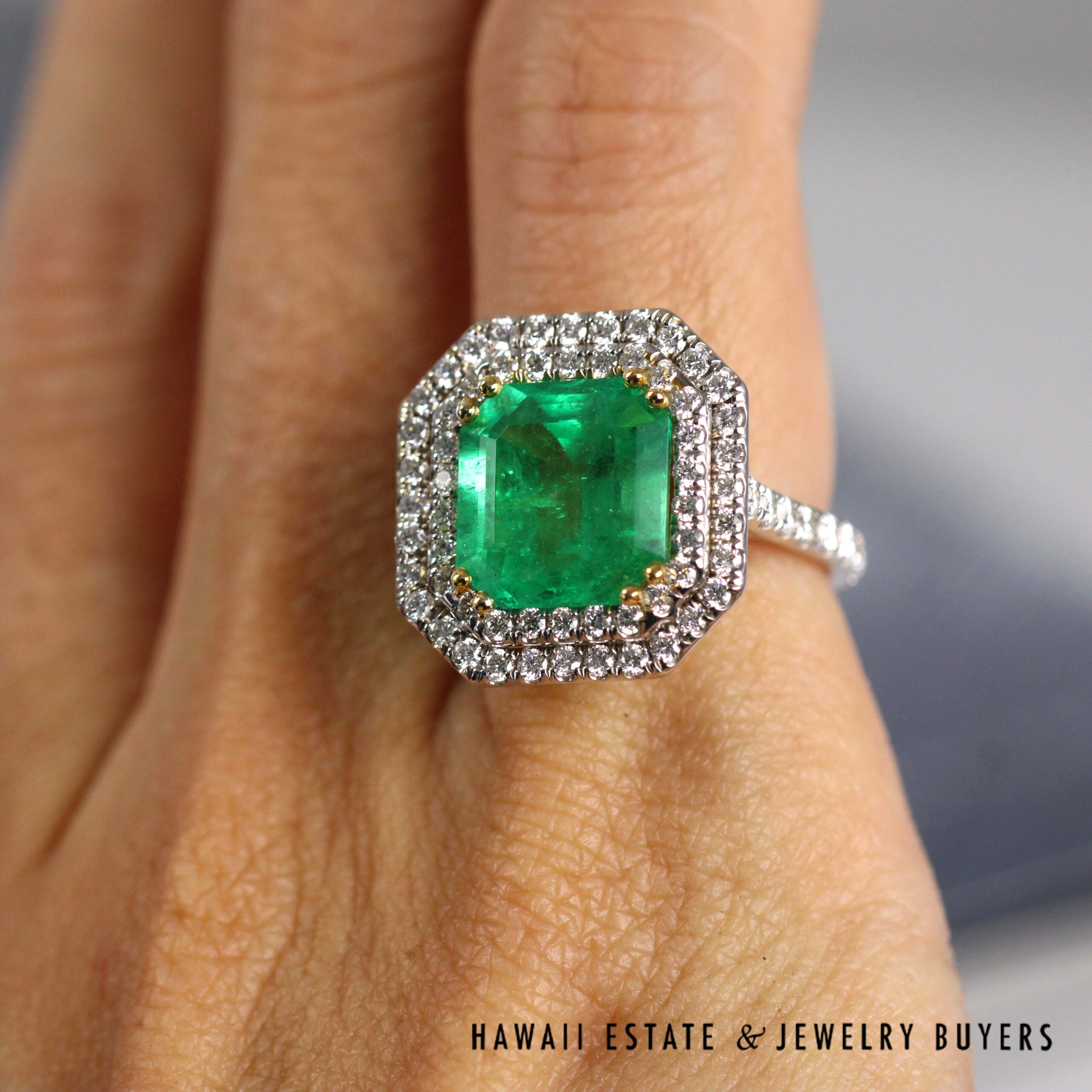 AGL 5.72ctw Natural Columbian Emerald Platinum/18K Ring Size 5.5 - Image 8