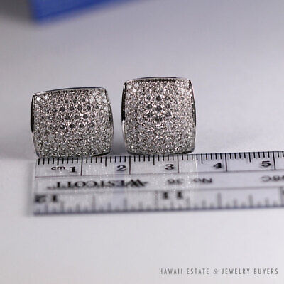 Damiani Diamond Pave Cluster 18K White Gold Earrings with Box & Papers - Image 10