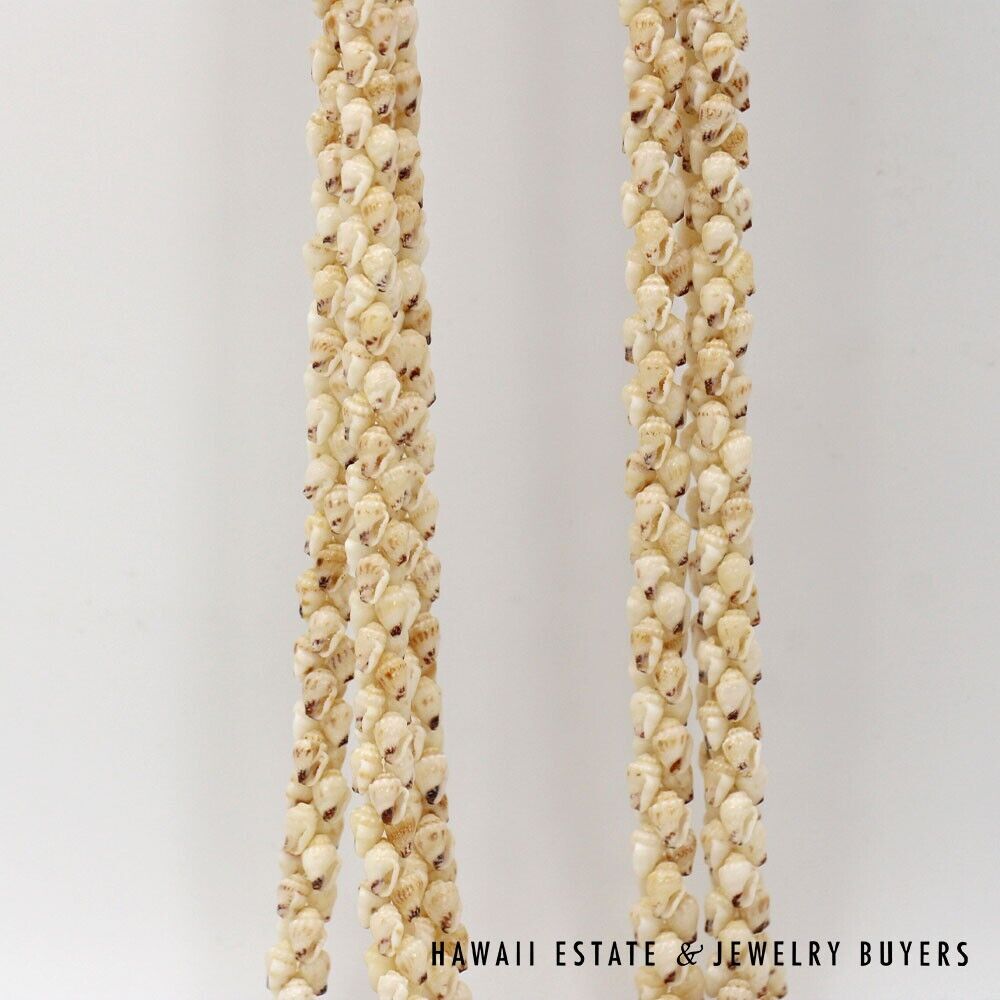 3-Strand Ni'ihau Shell Lei: 41" Poe'Poe Paha Momi Lenalena Kua Ele #111623-01 - Image 8