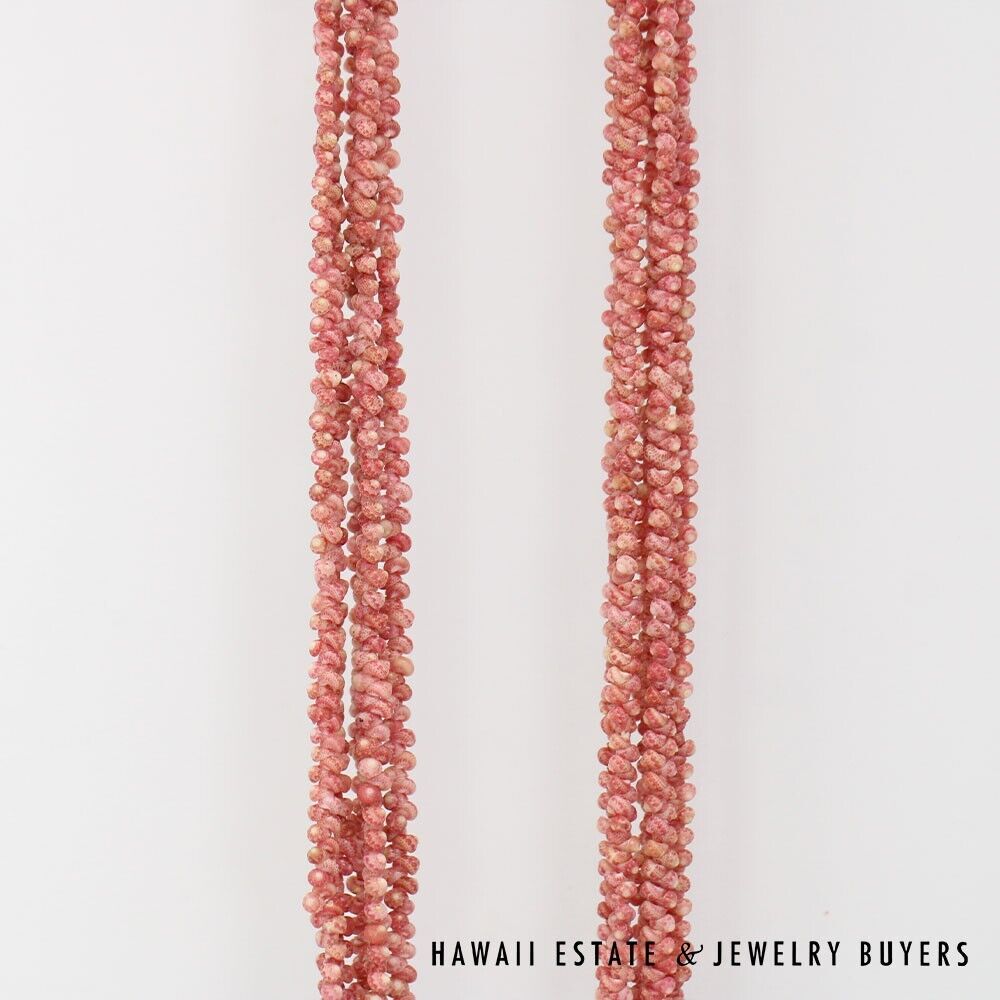5-Strand Ni'ihau Shell Lei: Maunaloa Kahelelani Akala Pua 36 inches #HC070122-04 - Image 6