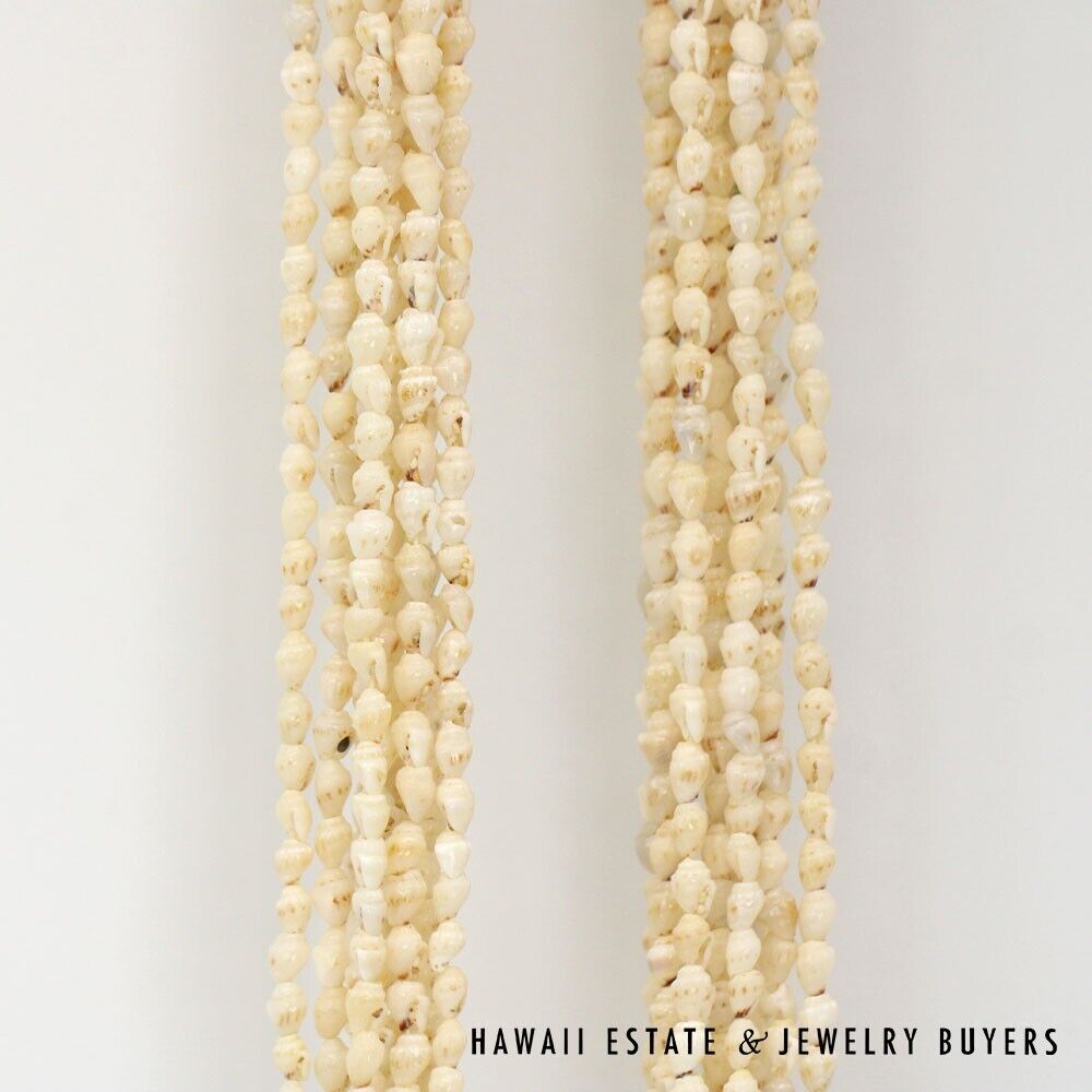 Ni'ihau Shell Lei 10-Strand Pololei Momi Cream 48 Inch Genuine Hawaiian Necklace - Image 6