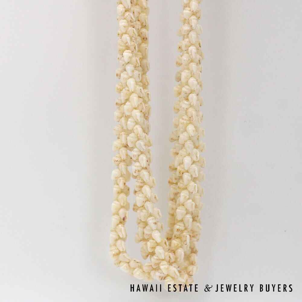 Ni'ihau Shell Lei 3-Strand Pikake Momi Cream 38 Inch Hawaiian Necklace - Image 8