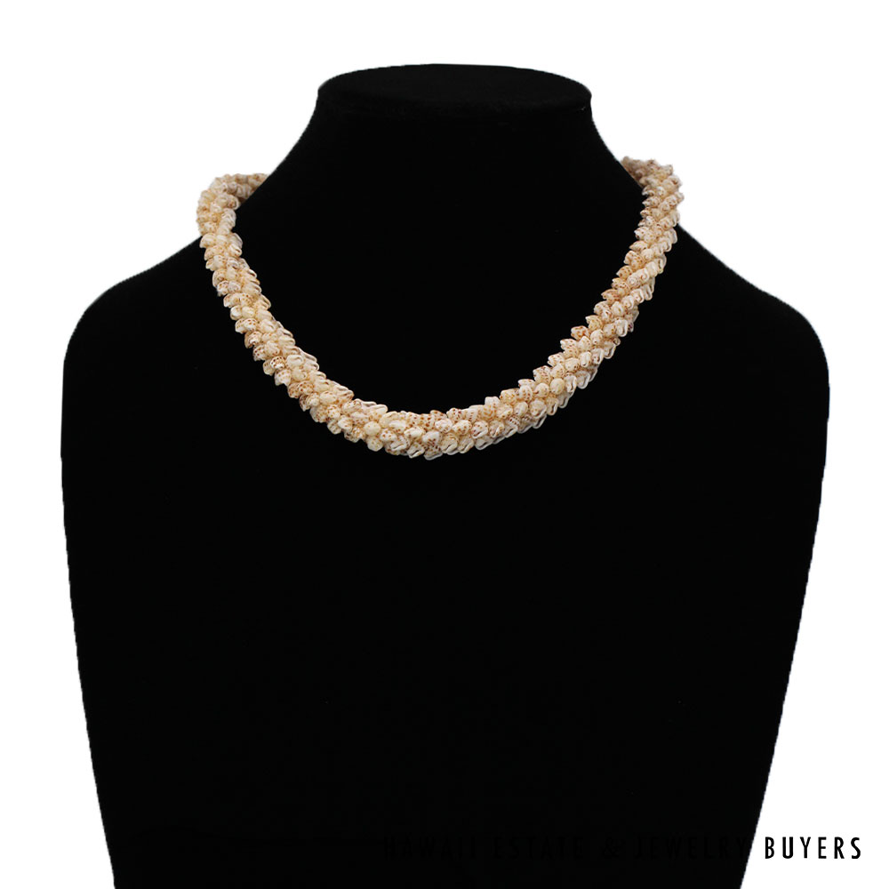 Ni'ihau Shell Lei 21 Inch Coconut Style Momi Onikiniki Hawaiian Necklace - Image 2