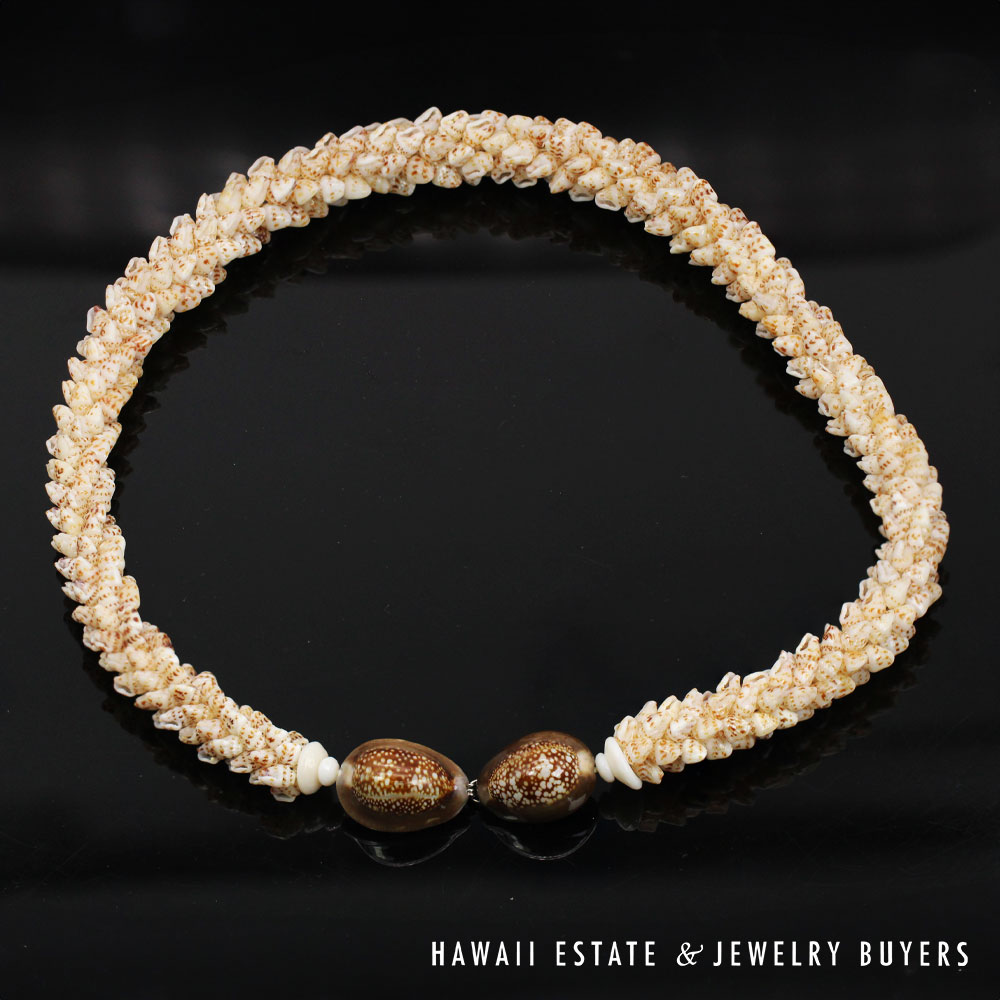 Ni'ihau Shell Lei 21 Inch Coconut Style Momi Onikiniki Hawaiian Necklace