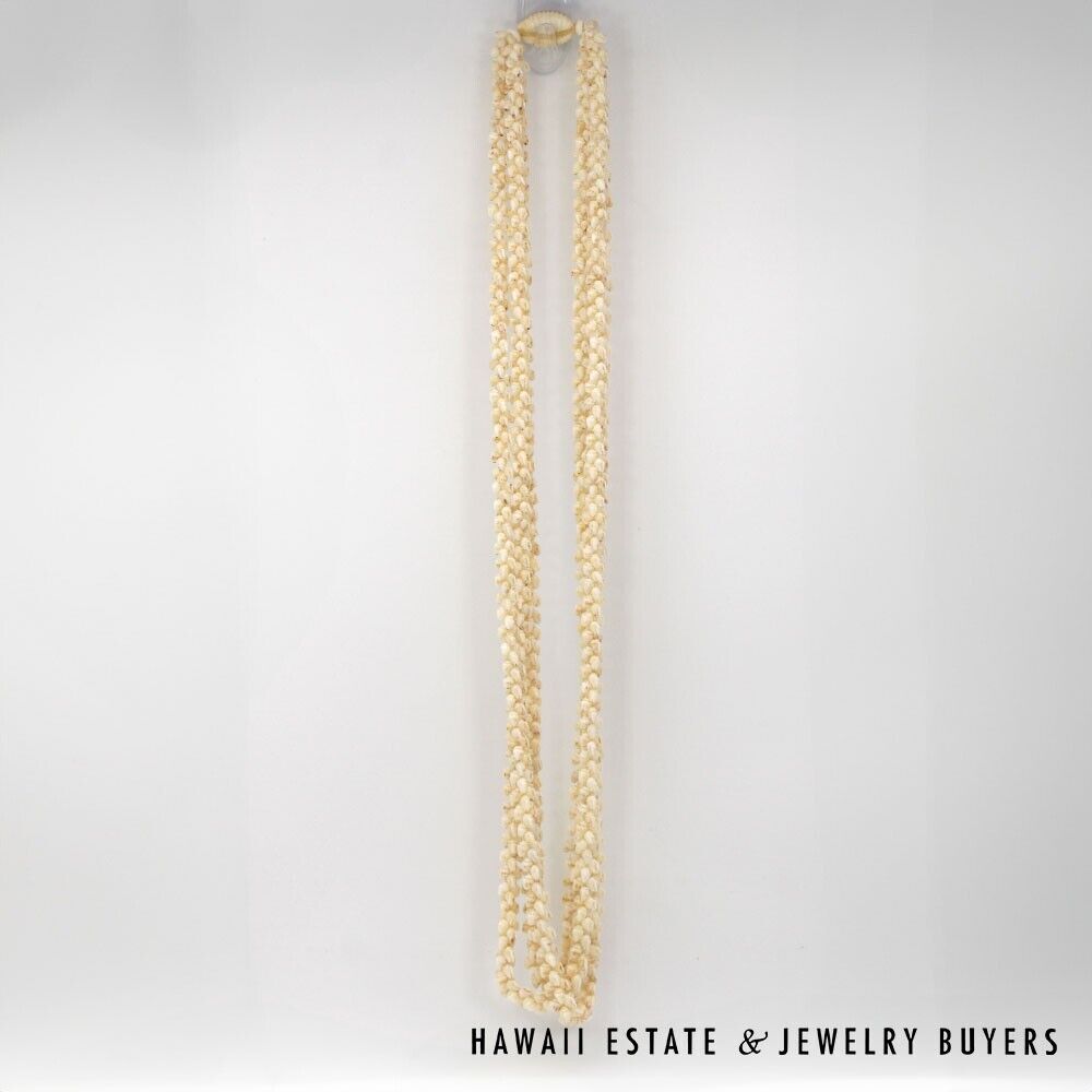 Ni'ihau Shell Lei 3-Strand Pikake Momi Cream 38 Inch Hawaiian Necklace - Image 4
