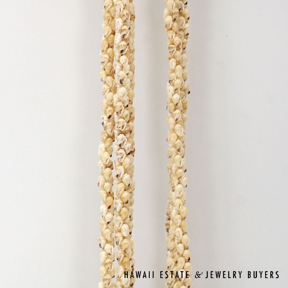 3-Strand Ni'ihau Shell Lei: Poe Poe Momi Lenalena 38 inches #LK021820-01 - Image 7