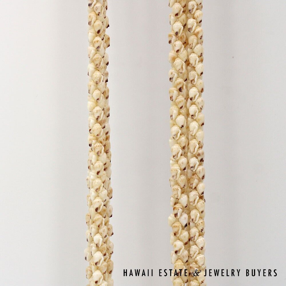 3-Strand Ni'ihau Shell Lei: 41" Poe'Poe Paha Momi Lenalena Kua Ele #111623-01 - Image 7