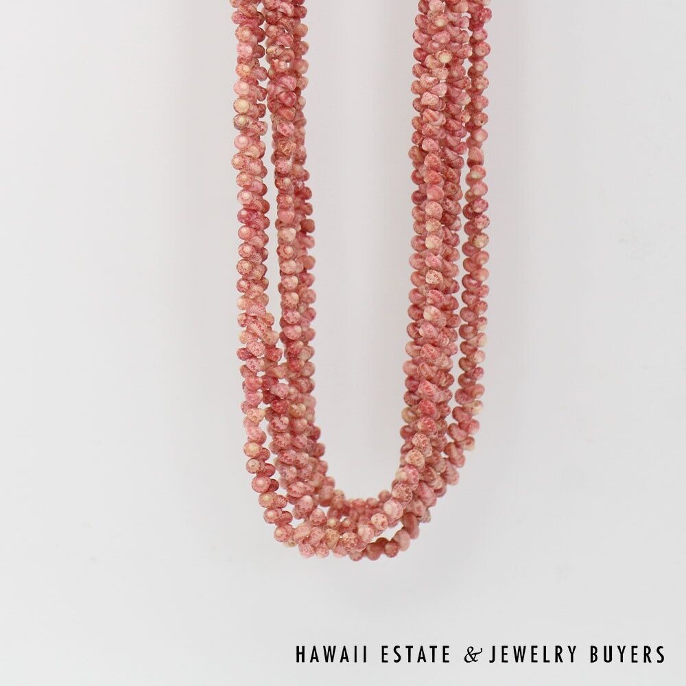 5-Strand Ni'ihau Shell Lei: Maunaloa Kahelelani Akala Pua 36 inches #HC070122-04 - Image 8