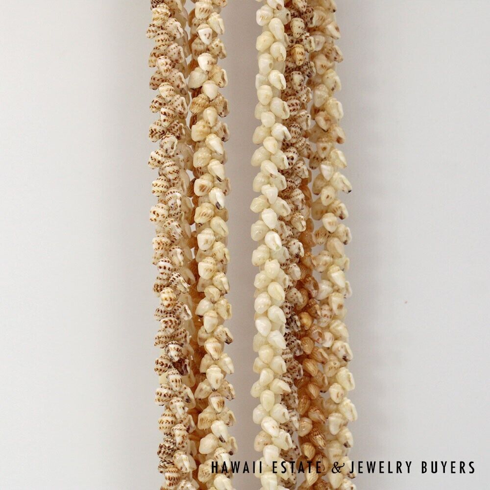 Ni'ihau Shell Lei 4 Strand Lenalena Kahakaha Onikiniki Pikake Momi