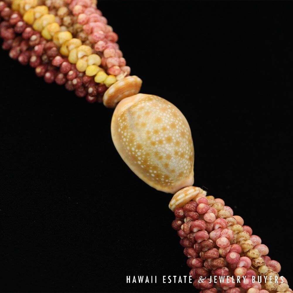 Ni'ihau Shell Lei Multi-Strand Maunaloa Kahelelani Kamoa Multi-Color 35 Inch - Image 9