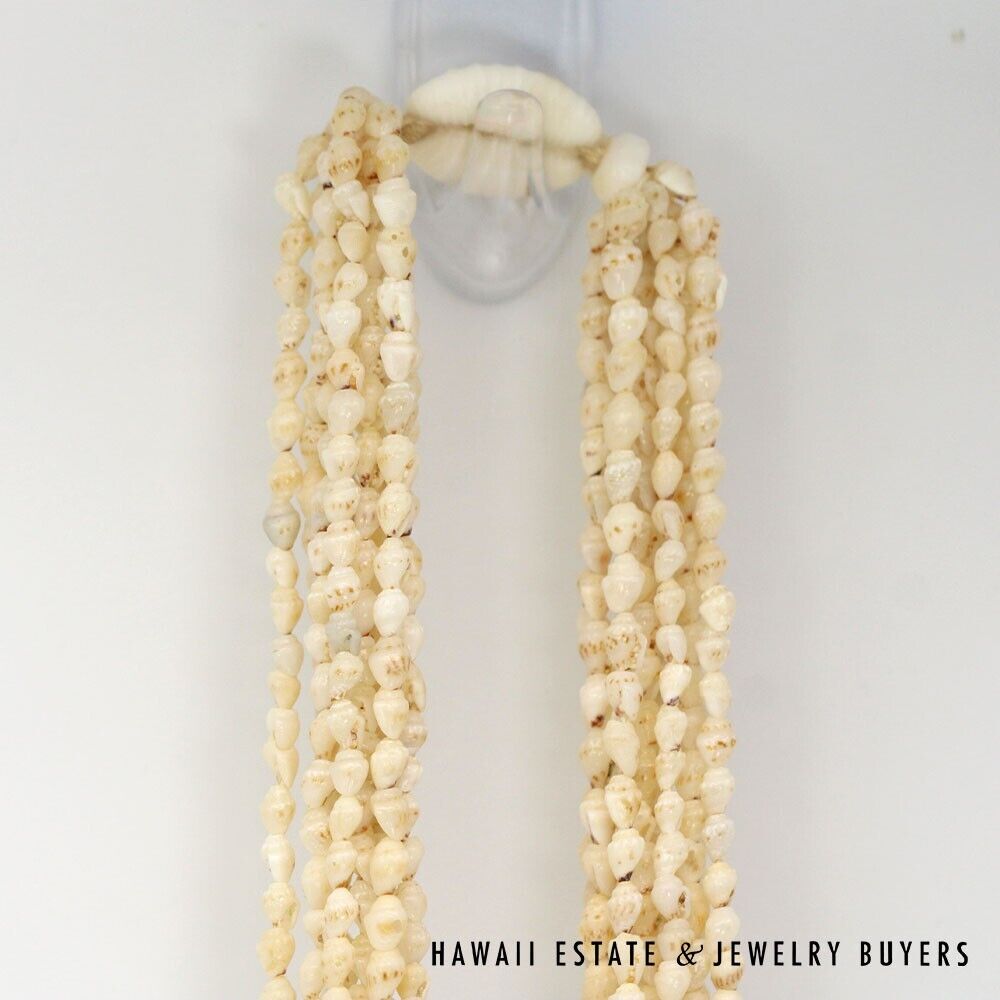 Ni'ihau Shell Lei 10-Strand Pololei Momi Cream 48 Inch Genuine Hawaiian Necklace - Image 5