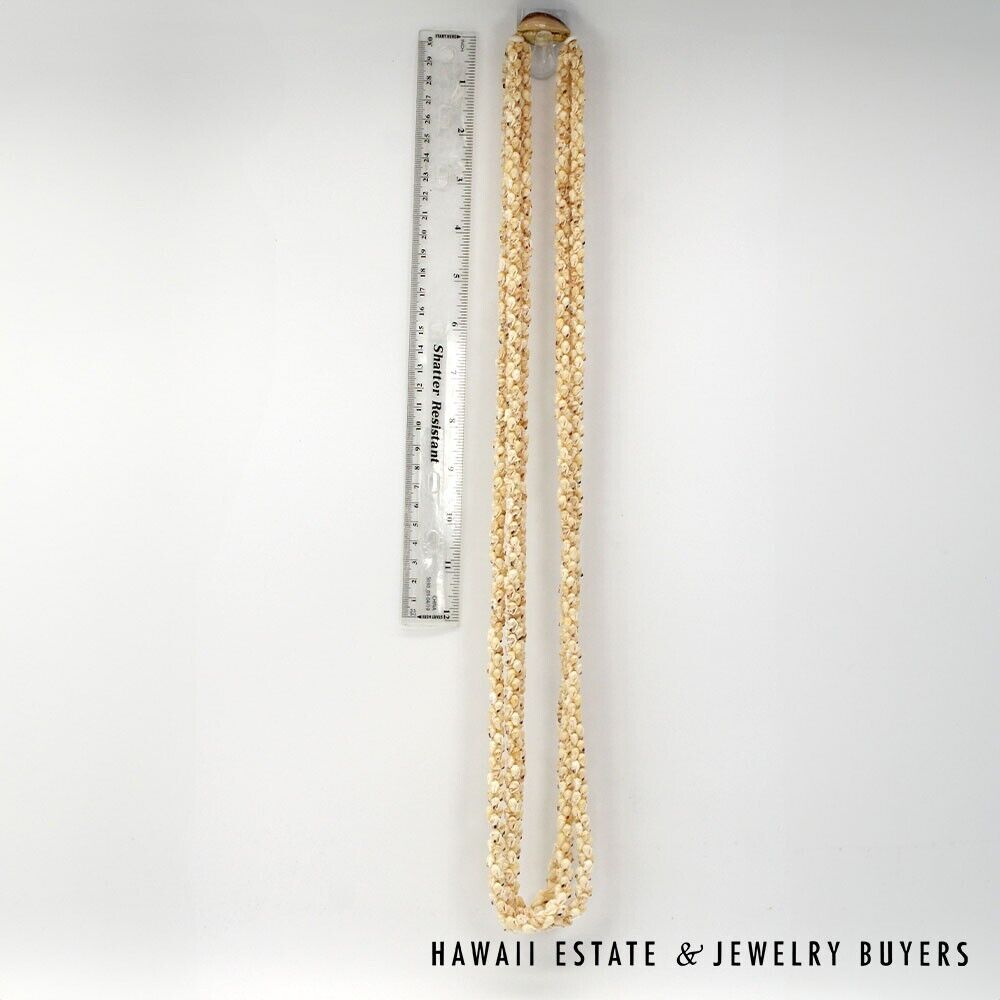 3-Strand Ni'ihau Shell Lei: Poe Poe Momi Lenalena 38 inches #LK021820-01 - Image 3