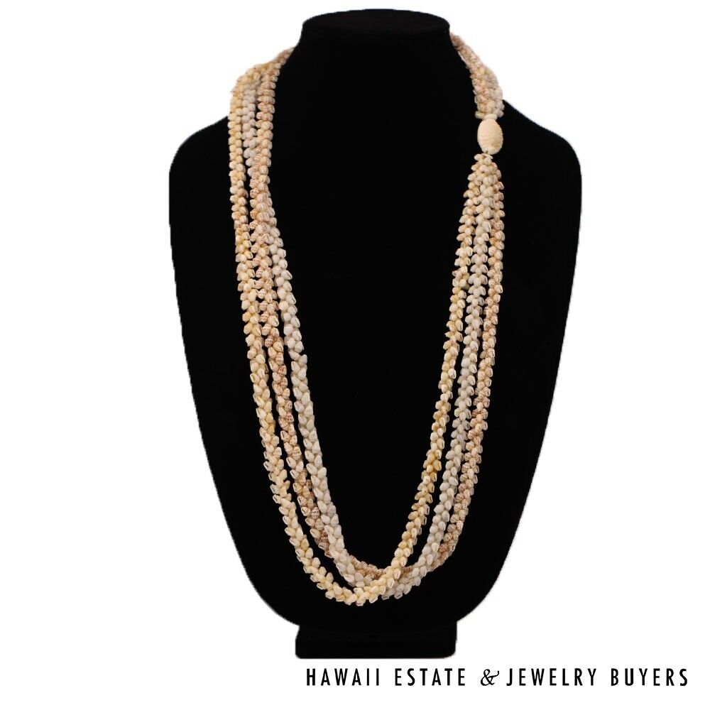 Ni'ihau Shell Lei 3-Strand Pikake Momi Multi-Color 38 Inch Hawaiian Necklace - Image 2