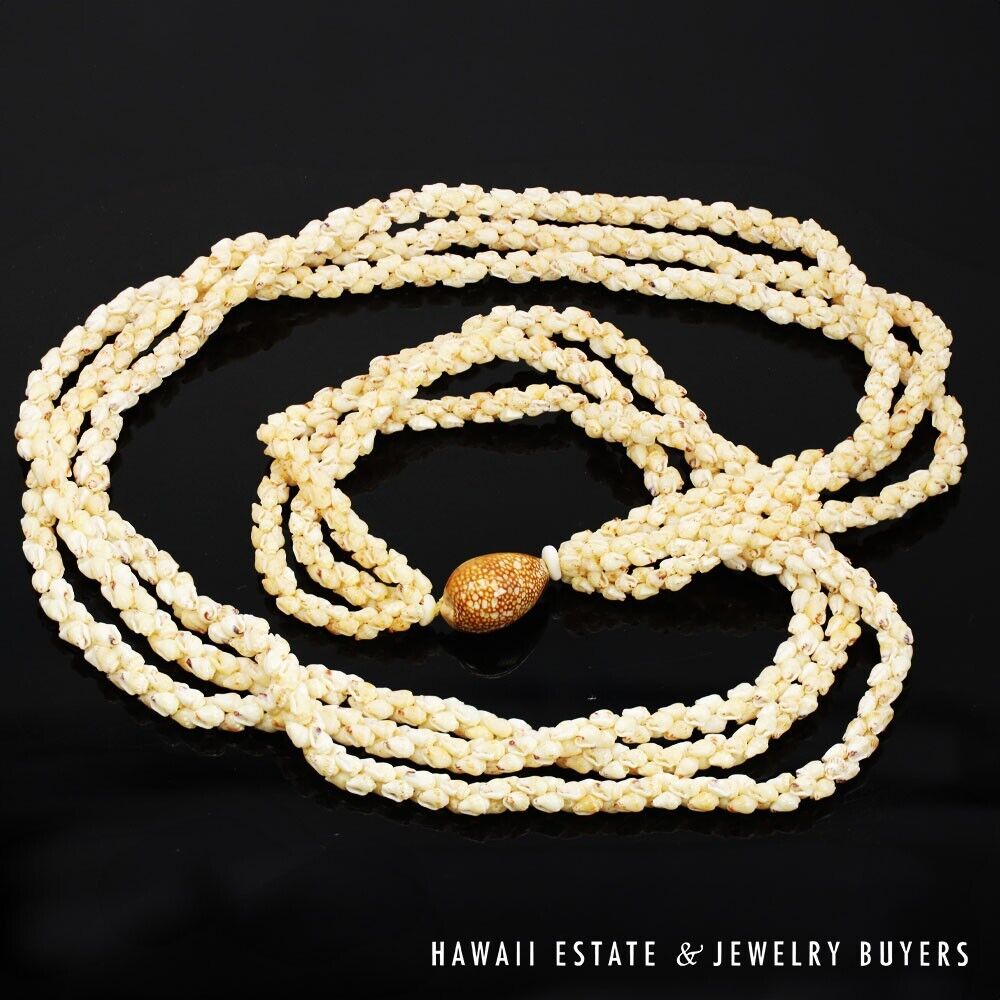 3-Strand Ni'ihau Shell Lei: Poe Poe Momi Lenalena 38 inches #LK021820-01