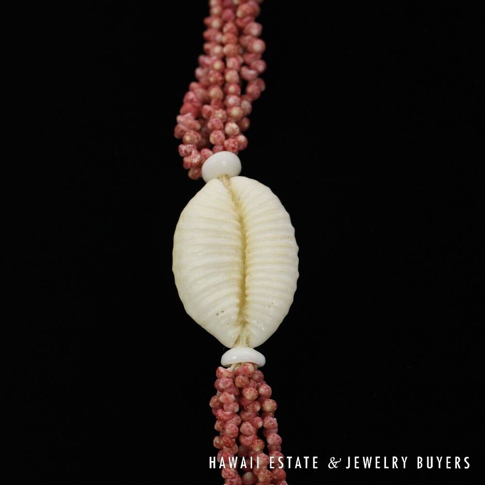 5-Strand Ni'ihau Shell Lei: Maunaloa Kahelelani Akala Pua 36 inches #HC070122-04 - Image 10