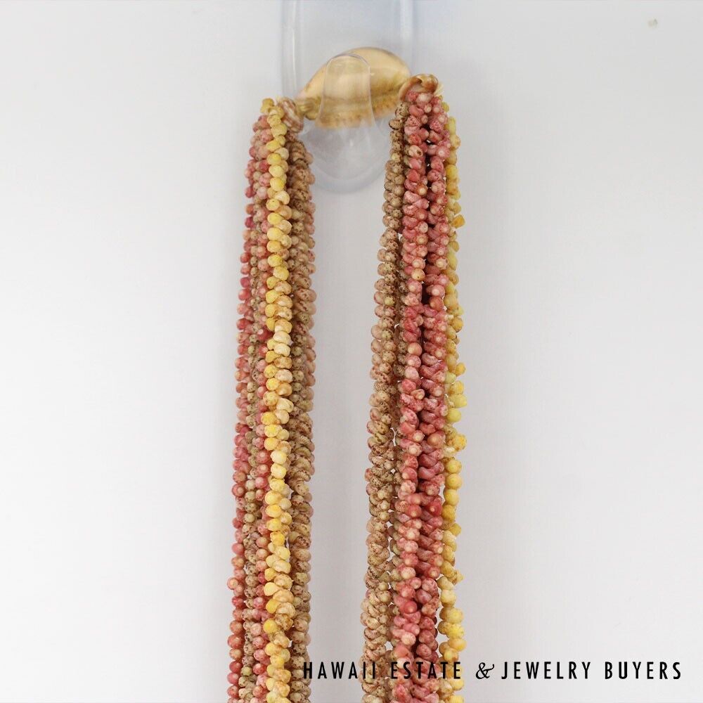 Ni'ihau Shell Lei Multi-Strand Maunaloa Kahelelani Kamoa Multi-Color 35 Inch - Image 5