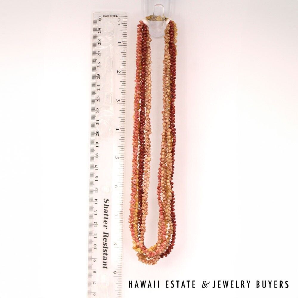 Five-Strand Multi-Color Ni'ihau Shell Necklace: Maunaloa 17 inches #2723-02 - Image 3