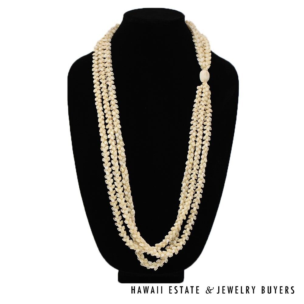 Ni'ihau Shell Lei 3 Strand Pikake Momi Lenalena Poleholeho Apu'upu'u 38 Inch - Image 2