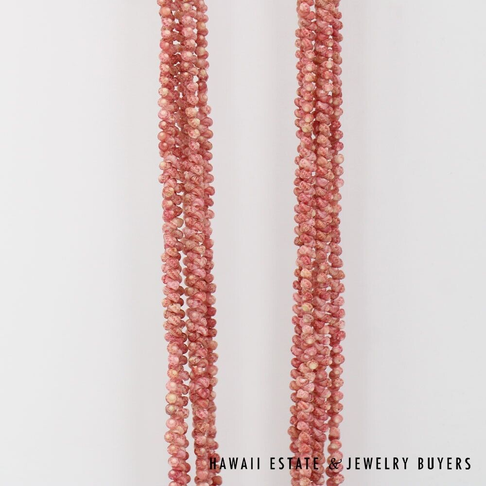 5-Strand Ni'ihau Shell Lei: Maunaloa Kahelelani Akala Pua 36 inches #HC070122-04 - Image 7