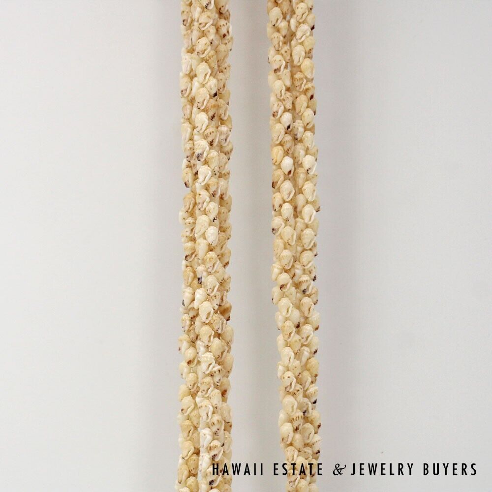 3-Strand Ni'ihau Shell Lei: Poe Poe Momi Lenalena 38 inches #LK021820-01 - Image 6