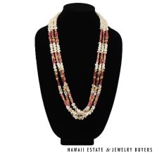 3-Strand Multi-Color Ni'ihau Shell Lei: Kipona 33 inches #HC070122-03