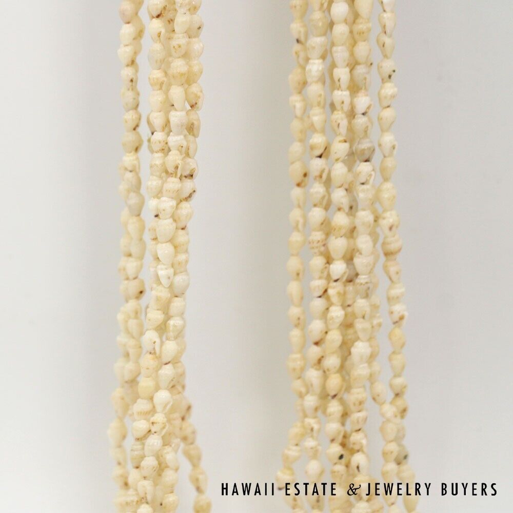 Ni'ihau Shell Lei 10-Strand Pololei Momi Cream 48 Inch Genuine Hawaiian Necklace - Image 8