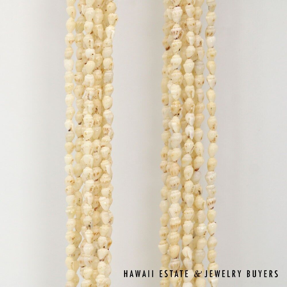 Ni'ihau Shell Lei 10-Strand Pololei Momi Cream 48 Inch Genuine Hawaiian Necklace - Image 7