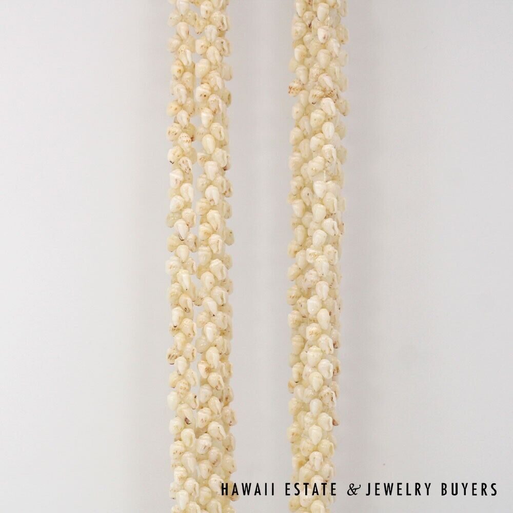 Ni'ihau Shell Lei 3-Strand Pikake Momi Cream 38 Inch Hawaiian Necklace - Image 6