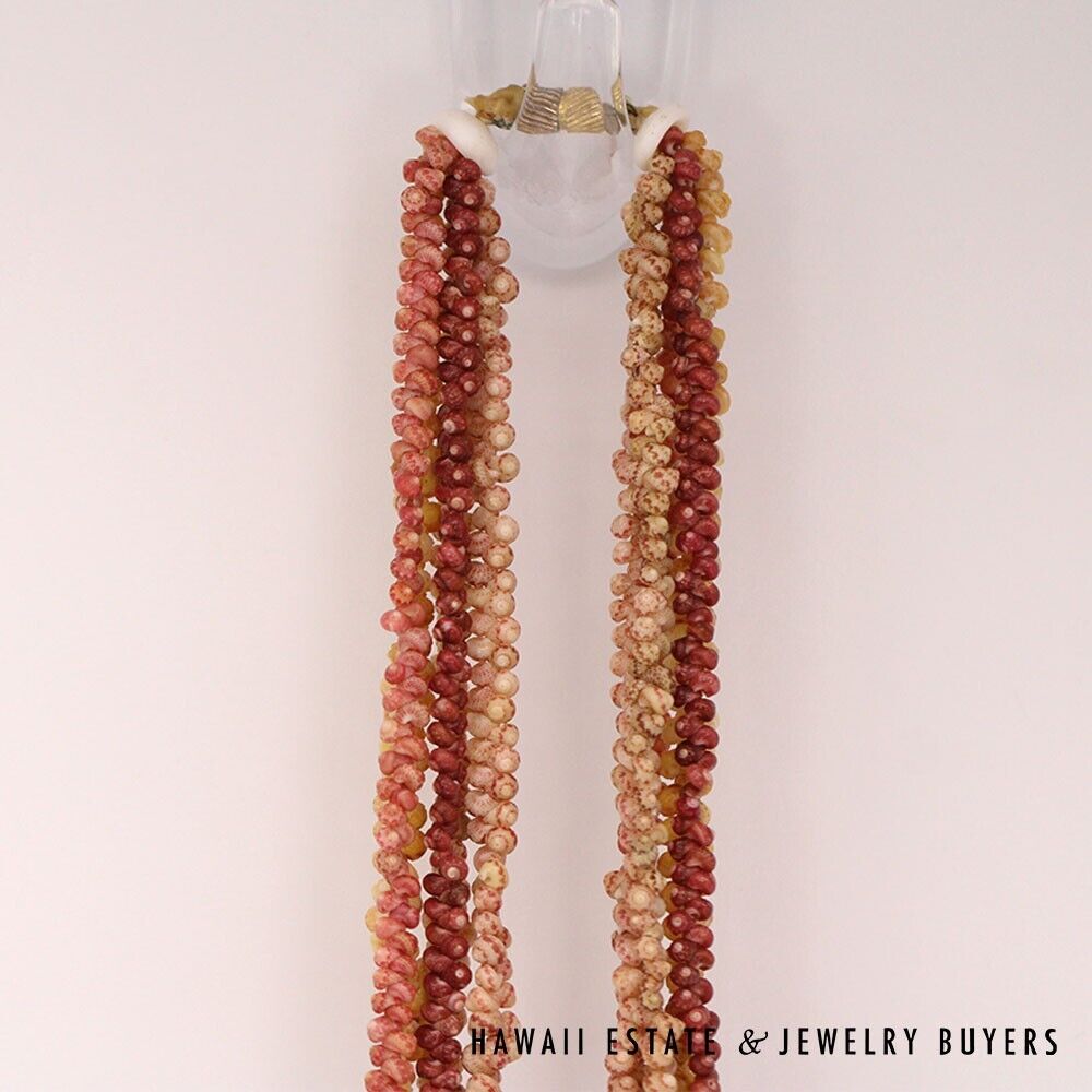 Five-Strand Multi-Color Ni'ihau Shell Necklace: Maunaloa 17 inches #2723-02 - Image 5