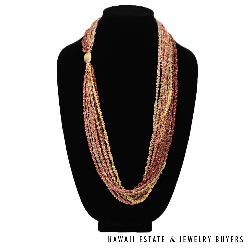 Ni'ihau Shell Lei Multi-Strand Maunaloa Kahelelani Kamoa Multi-Color 35 Inch - Image 2