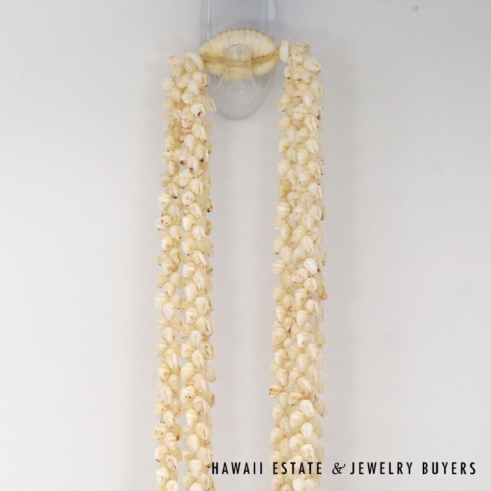Ni'ihau Shell Lei 3-Strand Pikake Momi Cream 38 Inch Hawaiian Necklace - Image 5