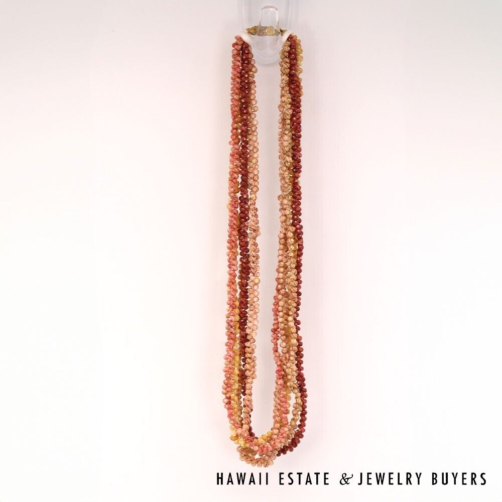 Five-Strand Multi-Color Ni'ihau Shell Necklace: Maunaloa 17 inches #2723-02 - Image 4