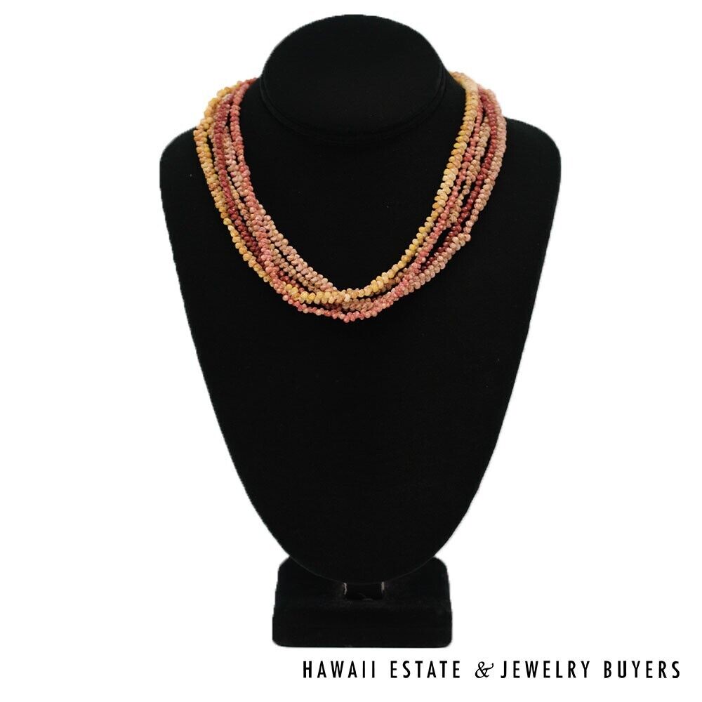 Five-Strand Multi-Color Ni'ihau Shell Necklace: Maunaloa 17 inches #2723-02 - Image 2