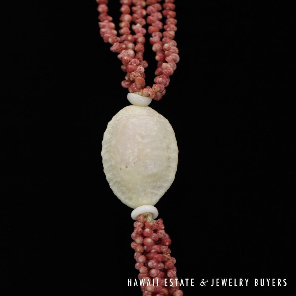 5-Strand Ni'ihau Shell Lei: Maunaloa Kahelelani Akala Pua 36 inches #HC070122-04 - Image 11