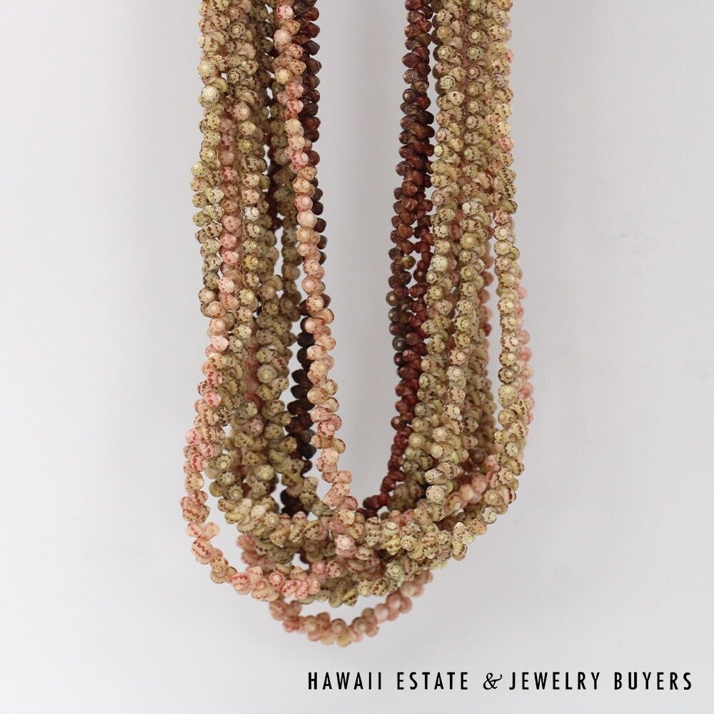 Ni'ihau Shell Lei 10-Strand Mauna Loa Kahelelani Multi 38 Inch Hawaiian Necklace - Image 7