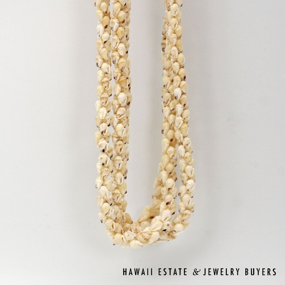 3-Strand Ni'ihau Shell Lei: Poe Poe Momi Lenalena 38 inches #LK021820-01 - Image 8