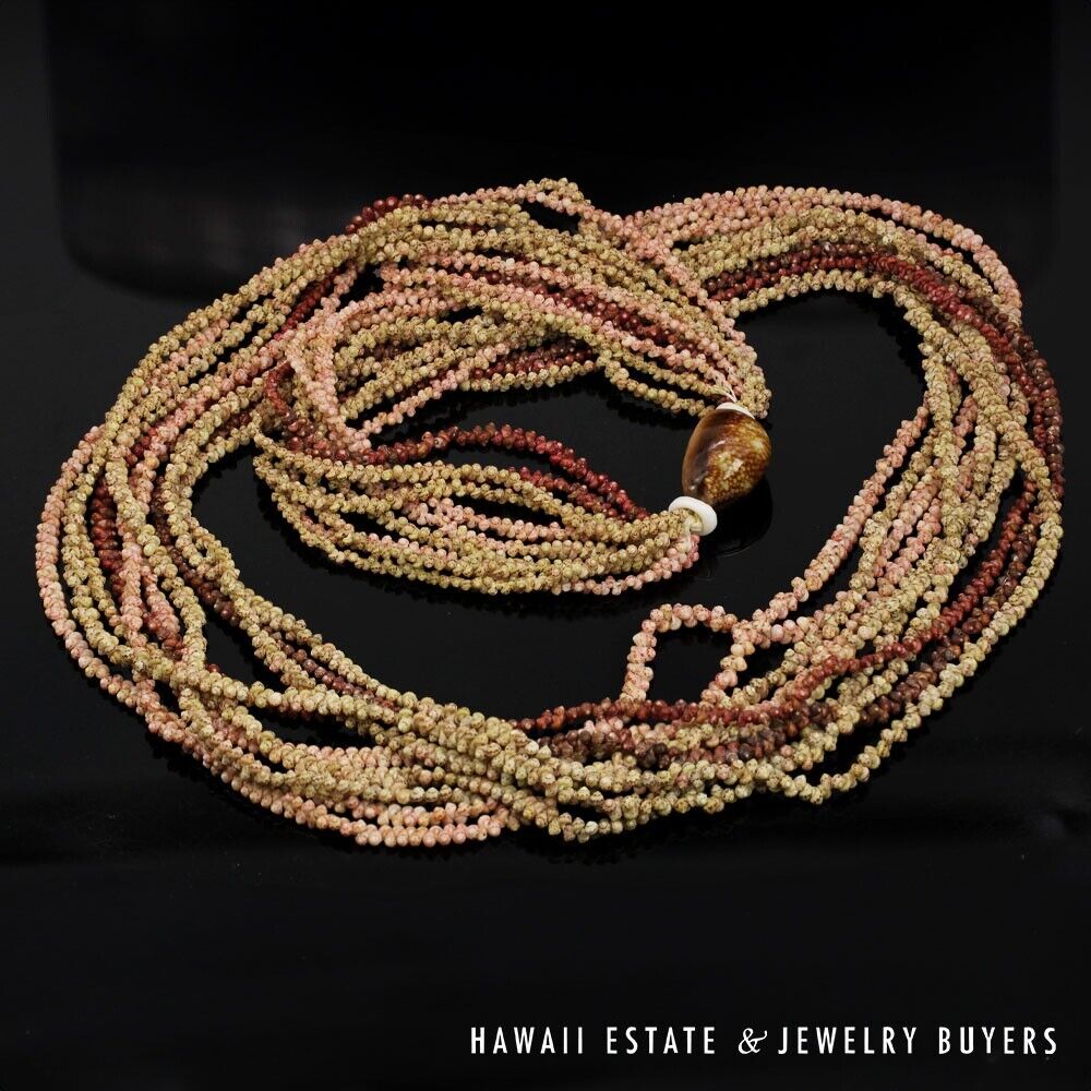 Ni'ihau Shell Lei 10-Strand Mauna Loa Kahelelani Multi 38 Inch Hawaiian Necklace - Image 10