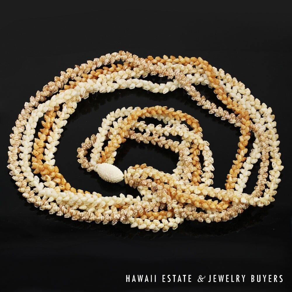 Ni'ihau Shell Lei 4 Strand Lenalena Kahakaha Onikiniki Pikake Momi
