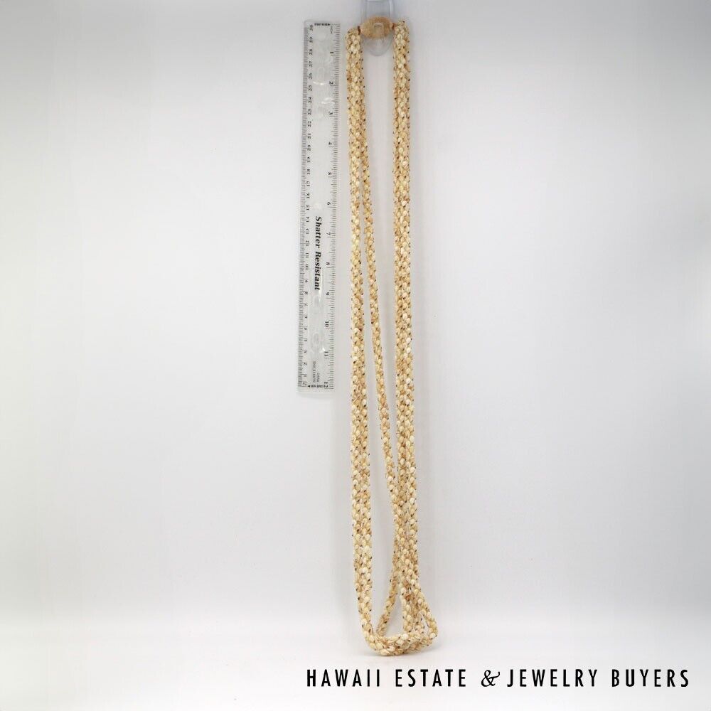 3-Strand Ni'ihau Shell Lei: 41" Poe'Poe Paha Momi Lenalena Kua Ele #111623-01 - Image 3