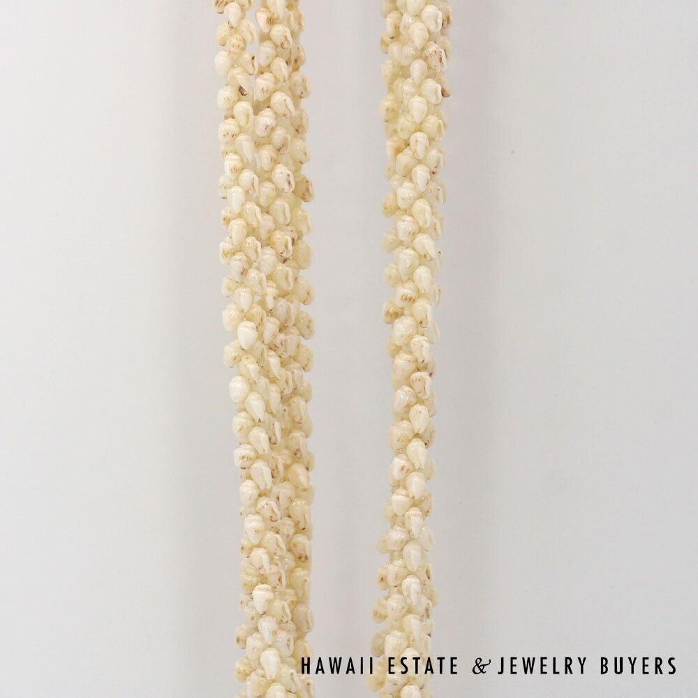 Ni'ihau Shell Lei 3-Strand Pikake Momi Cream 38 Inch Hawaiian Necklace - Image 7