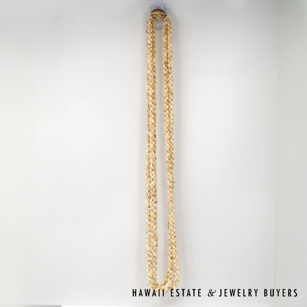 3-Strand Ni'ihau Shell Lei: Poe Poe Momi Lenalena 38 inches #LK021820-01 - Image 4