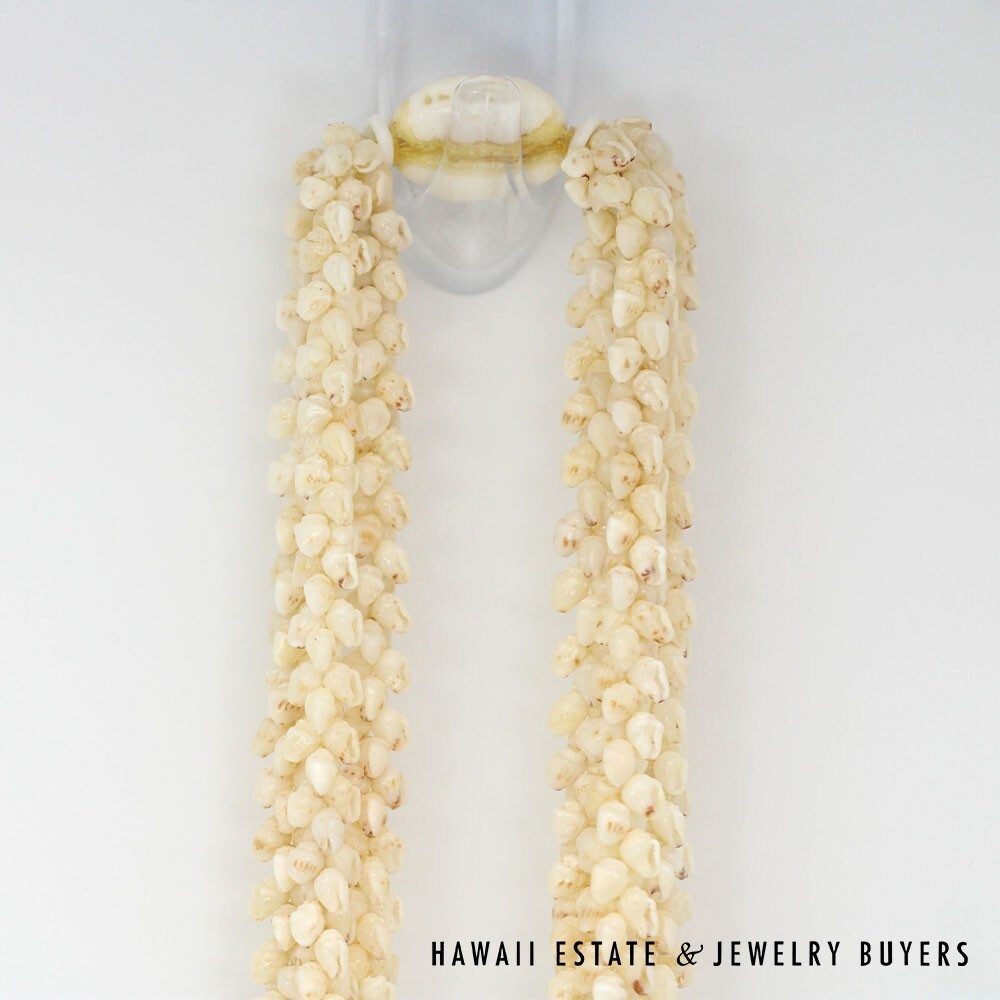 Ni'ihau Shell Lei 3-Strand Pikake Momi Lenalena 38 Inch - Image 5