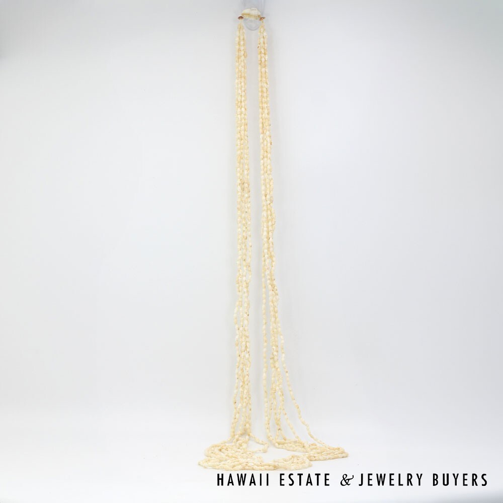 Six Strand Ni'ihau Shell Lei: Laiki Lenalena 60 inch #2778-17 - Image 5