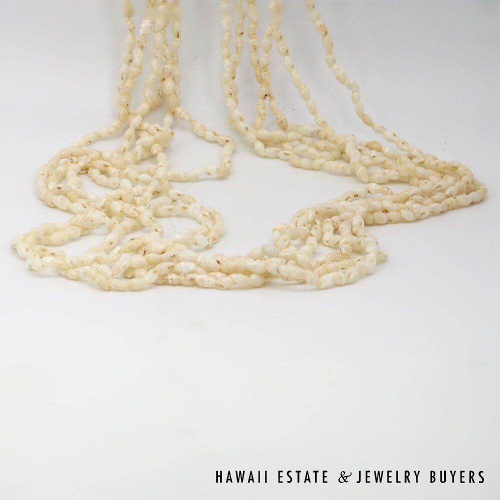 Ni'ihau Shell Lei 3-Strand Pikake Momi Lenalena 38 Inch - Image 6