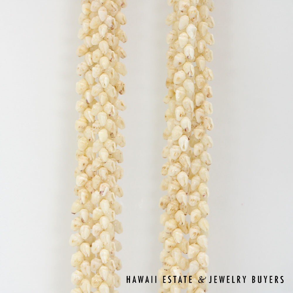 Ni'ihau Shell Lei 3-Strand Pikake Momi Lenalena 38 Inch - Image 8