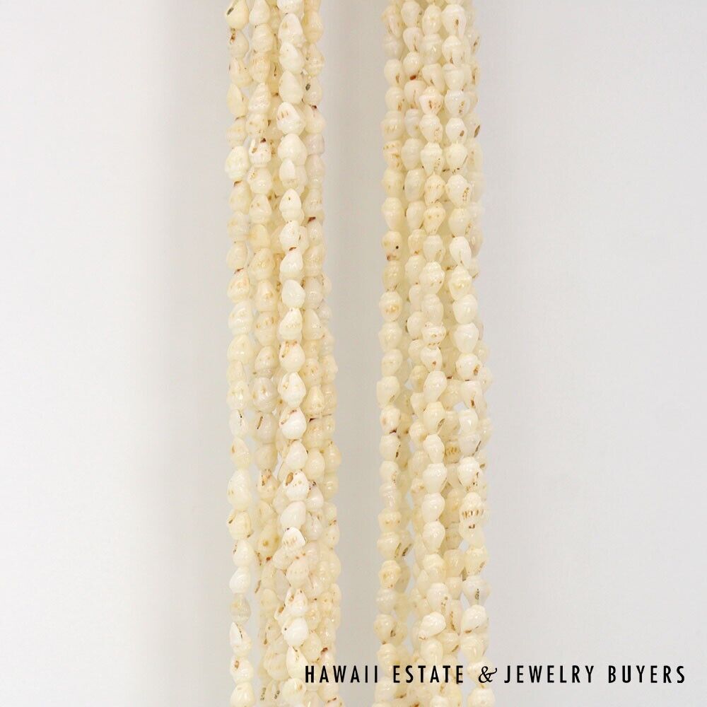 Ni'ihau Shell Lei 10-Strand Pololei Momi Ke'oke'o 36 Inch with Earrings - Image 7