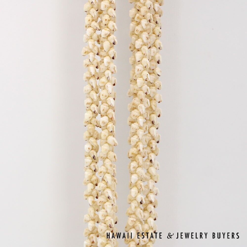 Three-Strand Ni'ihau Shell Lei: Pikake Momi Lenalena 36 inches #2835-01 - Image 7