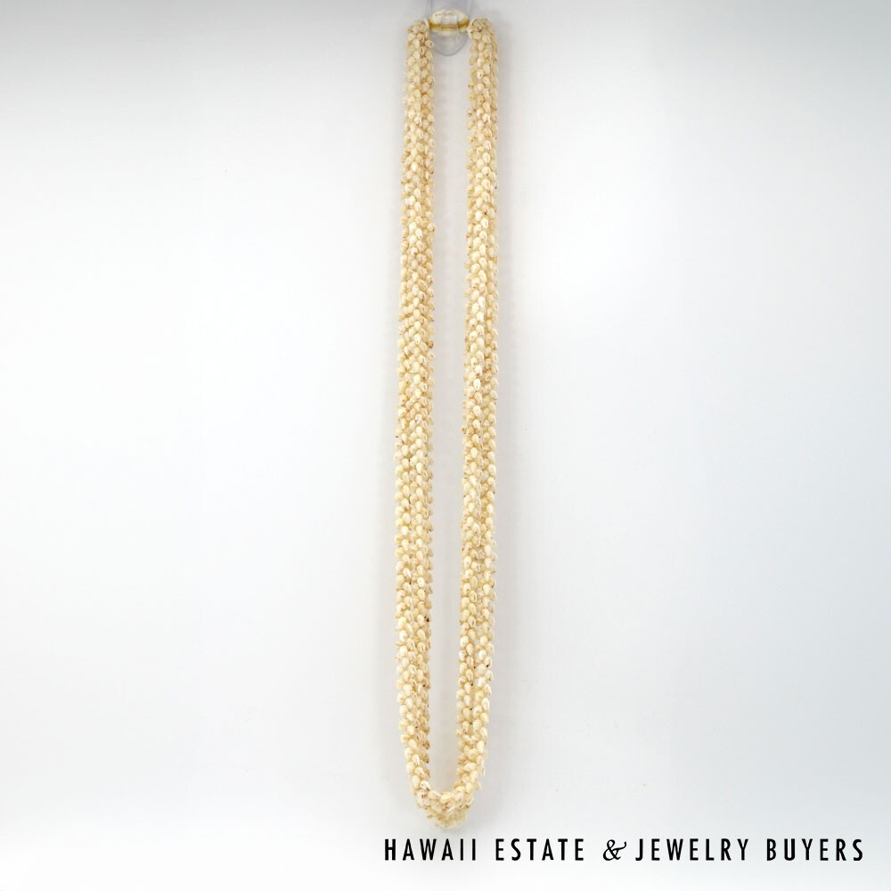Ni'ihau Shell Lei 3-Strand Pikake Momi Lenalena 38 Inch - Image 3